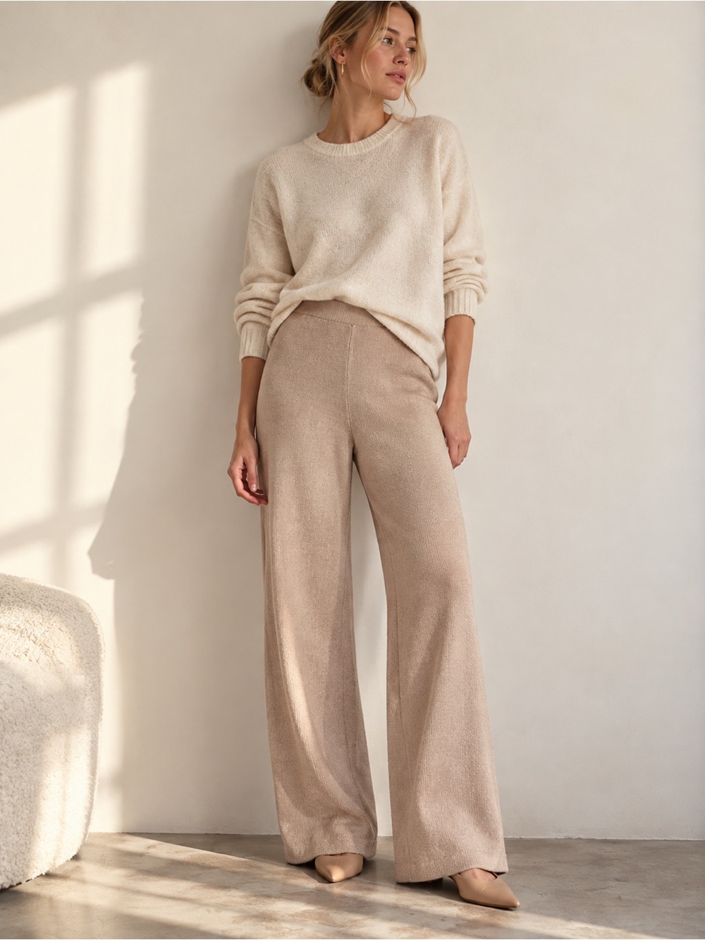 Vintage St. John Collection Wool Blend Santana Knit Wide Leg Pants
